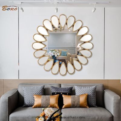 Gương trang trí phòng khách, gương trang trí phòng ngủ  PU932, Kích thước 80*80 cm