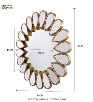 Gương trang trí phòng khách, gương trang trí phòng ngủ PU932, Kích thước 80*80 cm
