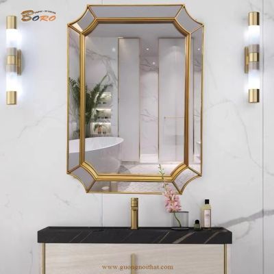 Gương trang trí, gương nhà tắm, gương cổ điển PU936, Kích thước 90*65 cm