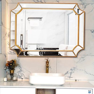 Gương trang trí, gương nhà tắm, gương cổ điển PU936, Kích thước 90*65 cm