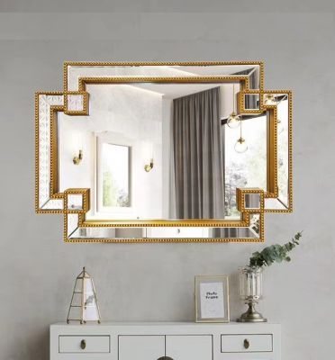 Gương trang trí nghệ thuật decor phòng khách, gương nhà tắm, PU937, Kích thước 68*98cm