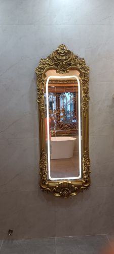 Gương soi toàn thân cổ điển có đèn led PULED837, kích thước 60*168cm, màu vàng cổ 
