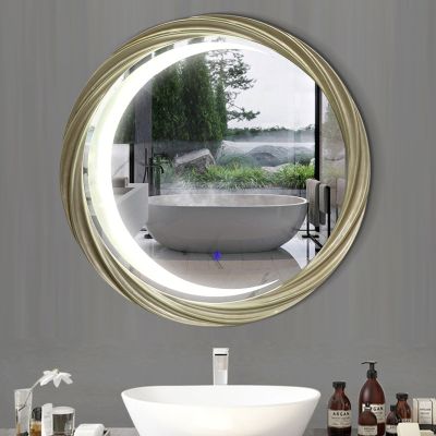 Gương tân cổ điển có led PULED839B, Kích thước 80*80cm