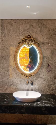 Gương cổ điển có đèn led cảm ứng và sấy gương PULED877, Kích thước 70*106 cm