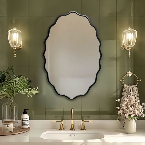 Gương bàn trang điểm, gương phòng tắm khung lượn sóng PUM4Đ, Kích thước 60*90 cm